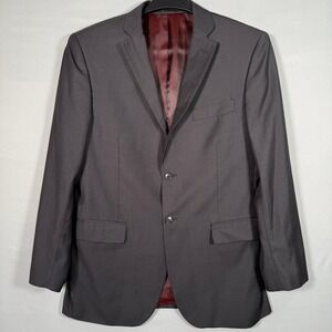 Karako Suits Mens Charcoal Grey Blazer Jacket 40R 2 Button Wool Blend Business